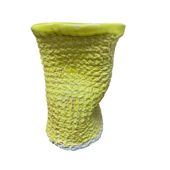 MK Yellow Textured Ceramic Abstract vase size 7.5"X5" SKU 9313 - Picture 3 of 9